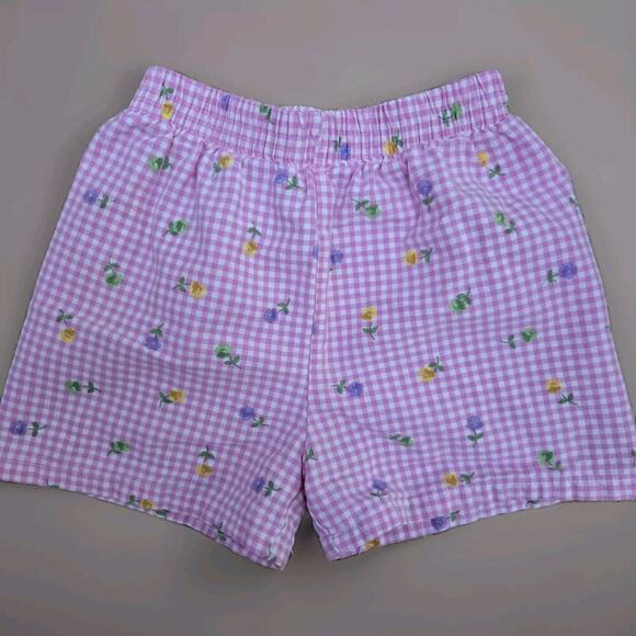 VTG 80's Carters Pink Plaid Floral Spring Shorts Size 5T 100% Cotton Made in USA - Picture 1 of 6